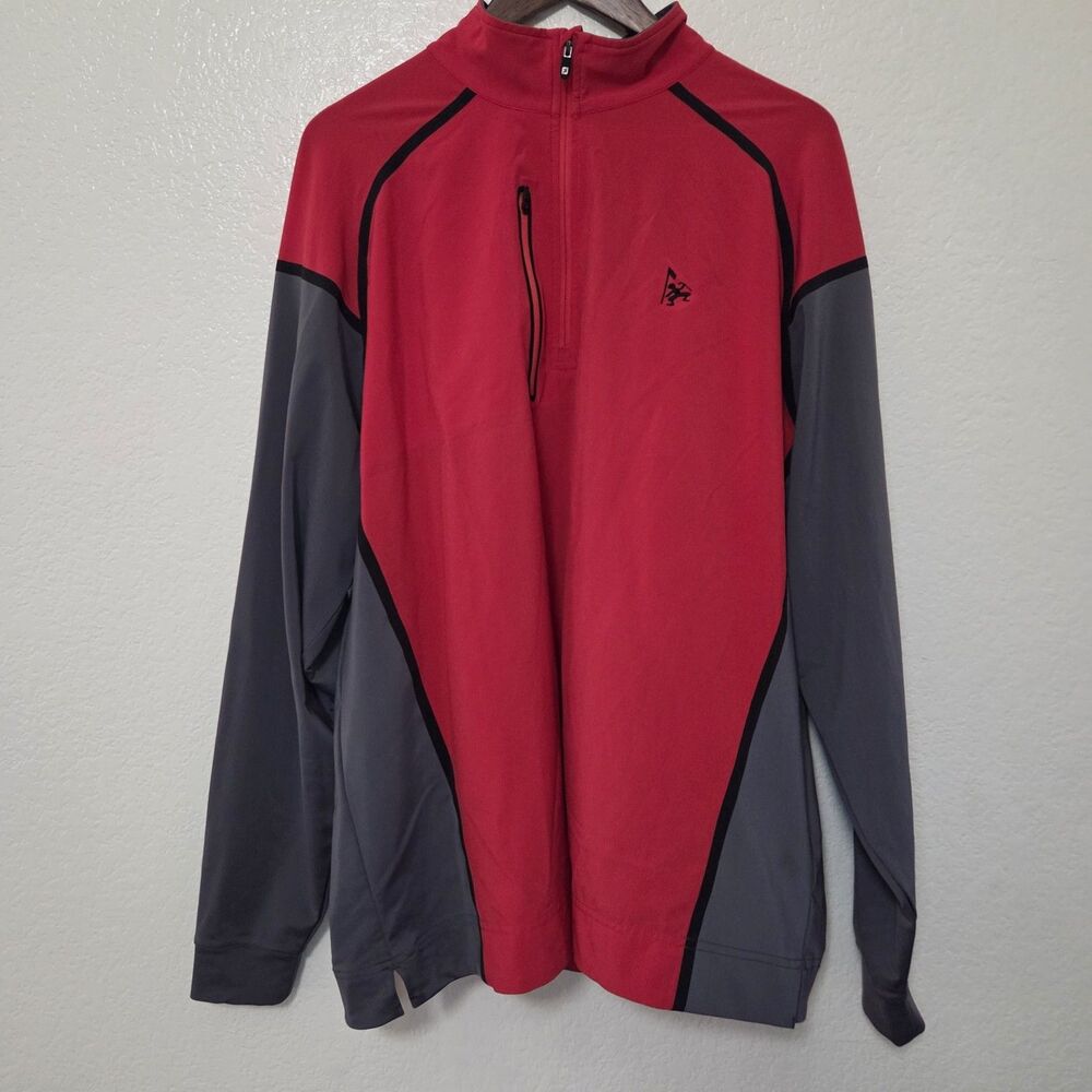 FootJoy FJ Mens WindTech Pullover Half Zip XL Red/Charcoal/Black
